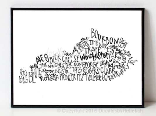 Winchester, KY 8x10 Print - Doodles by Rebekah
