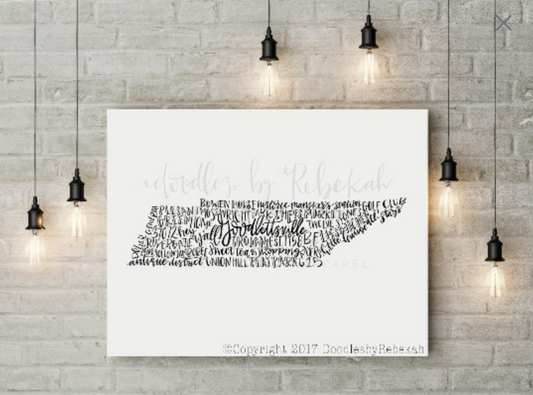 Goodlettsville, TN 8x10 Print - Doodles by Rebekah