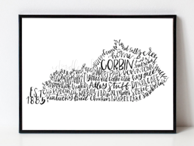 Corbin, KY 8x10 Print - Doodles by Rebekah