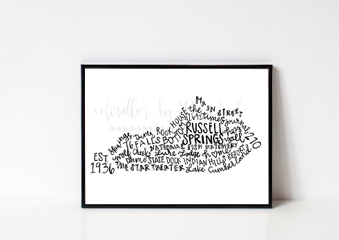 Russell Springs, KY 8x10 Print - Doodles by Rebekah