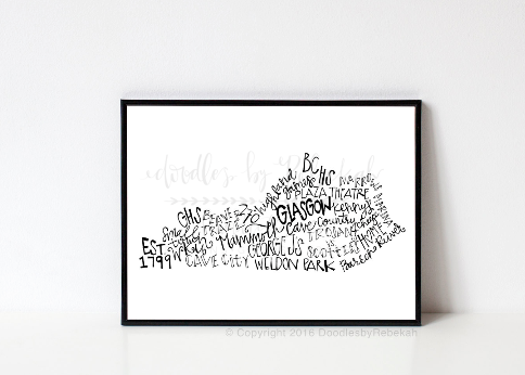 Glasgow, KY 8x10 Print - Doodles by Rebekah