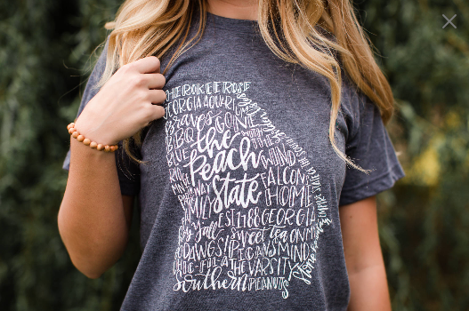 Hand Lettered THE PEACH STATE Georgia Tee - Doodles by Rebekah