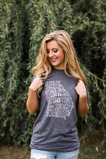 Hand Lettered THE PEACH STATE Georgia Tee - Doodles by Rebekah