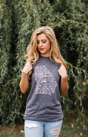 Hand Lettered THE PEACH STATE Georgia Tee - Doodles by Rebekah