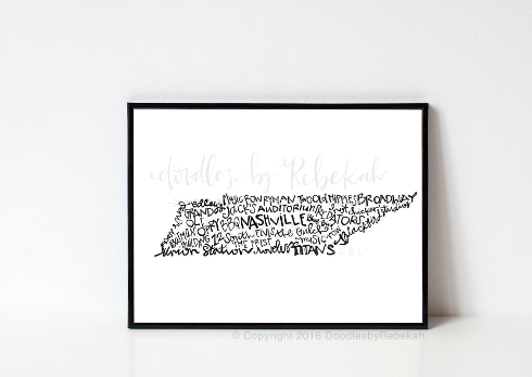 Nashville, TN 8x10 Print - Doodles by Rebekah