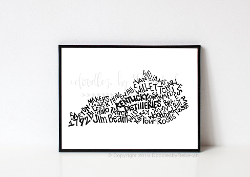 Kentucky Distilleries 8x10 Print - Doodles by Rebekah