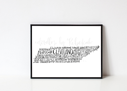 Cleveland, TN 8x10 Print - Doodles by Rebekah