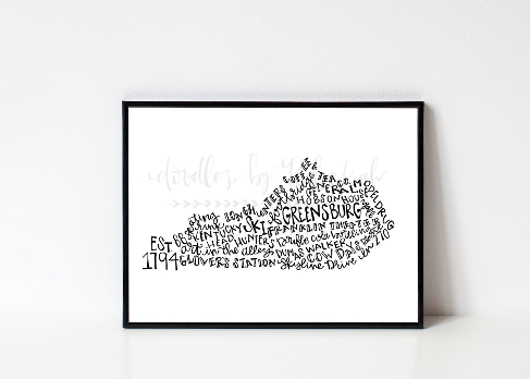 Greensburg, KY 8x10 Print - Doodles by Rebekah