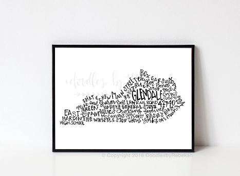 Glendale, KY 8x10 Print - Doodles by Rebekah