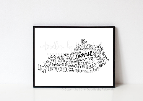 Danville, KY 8x10 Print - Doodles by Rebekah