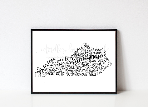 Elizabethtown, KY 8x10 Print - Doodles by Rebekah