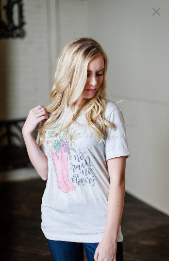 No Rain No Flowers Tee - Doodles by Rebekah