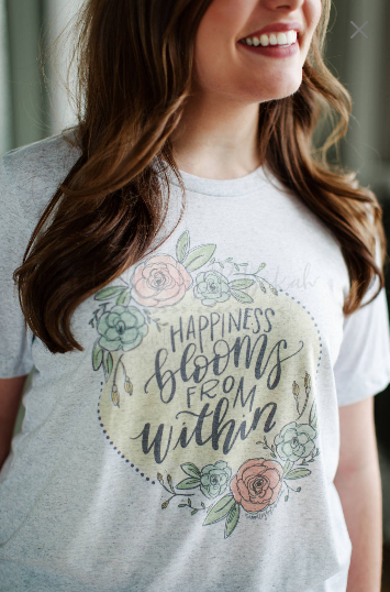 Happiness Blooms From Within Tee - Doodles by Rebekah