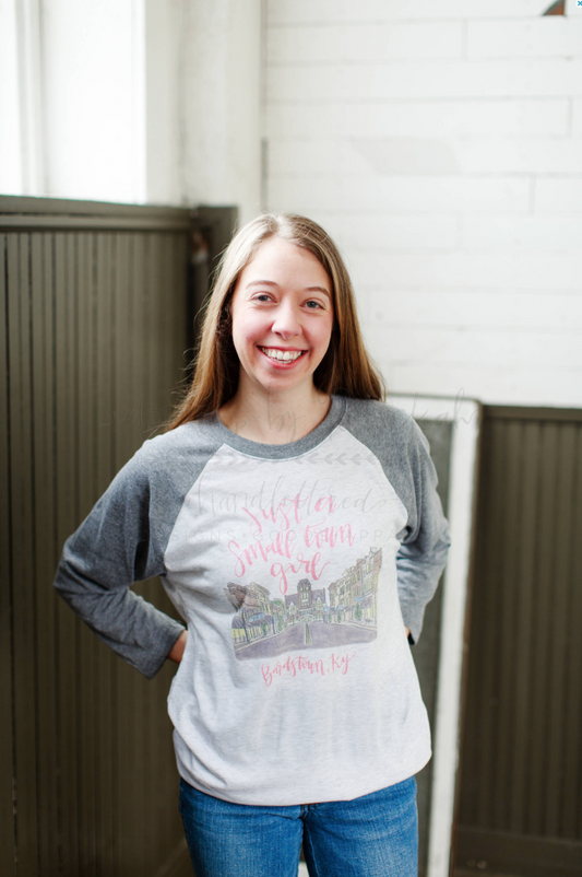 Bardstown, KY Small Town Girl Baseball Raglan - Doodles by Rebekah