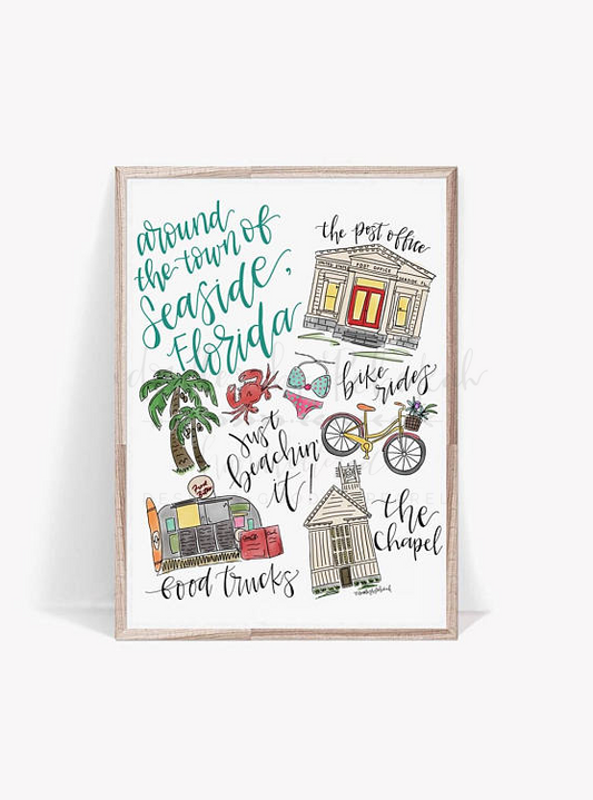 Seaside Florida Illustration Map - Doodles by Rebekah