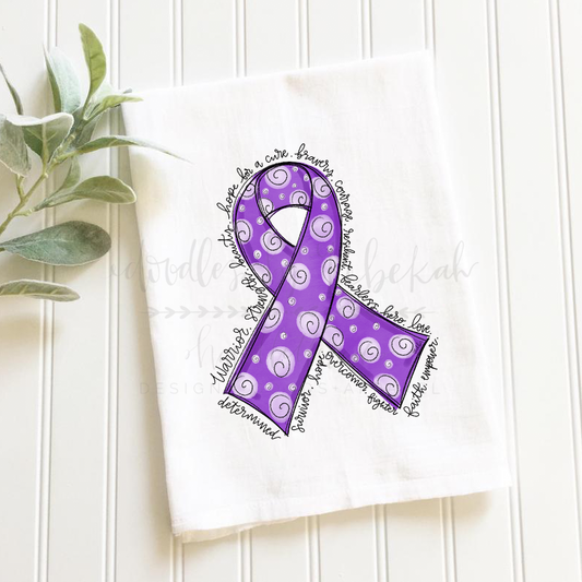 Cancer Awareness Ribbon Tea Towels - Doodles by Rebekah
