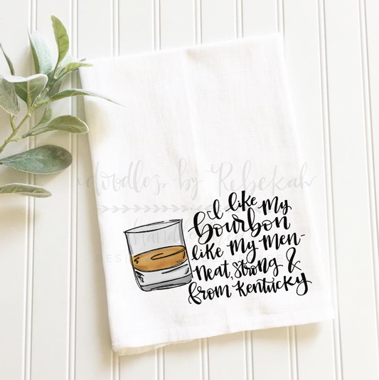 I Like My Bourbon Like I Like My Men Tea Towels - Doodles by Rebekah