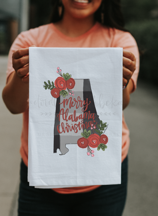 Merry Alabama Christmas Tea Towel