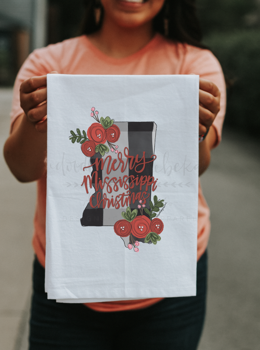 Merry Mississippi Christmas Tea Towel