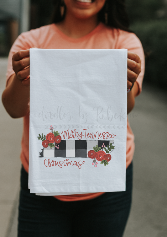 Merry Tennessee Christmas Tea Towel