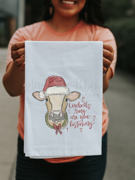 Cowbells Ring Are You Listening? Tea Towel