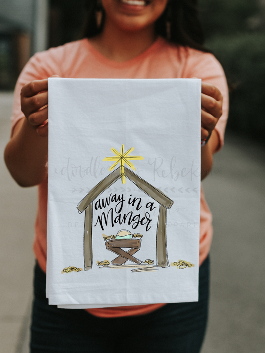 Away In The Manger Tea Towel