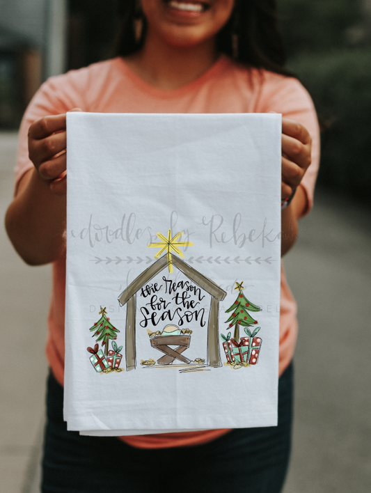 The Reason For The Season (Manger) Tea Towel
