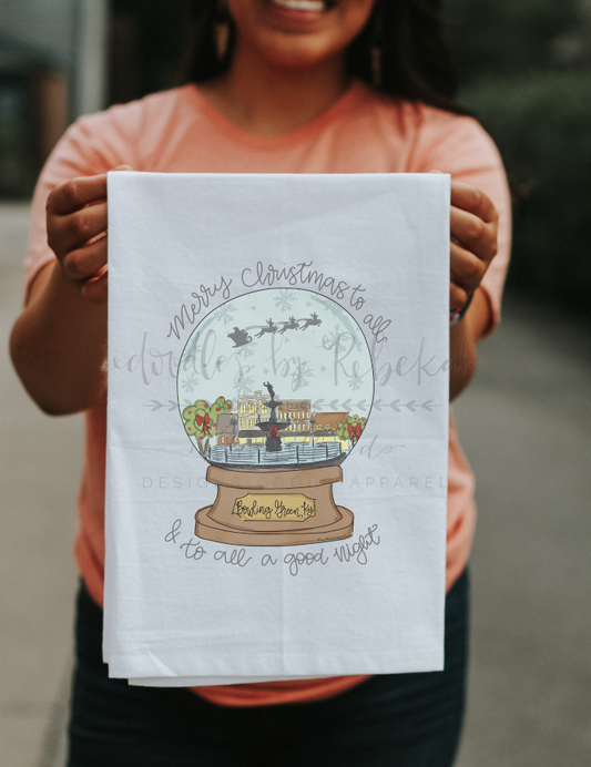 Bowling Green, KY Snow Globe Tea Towel