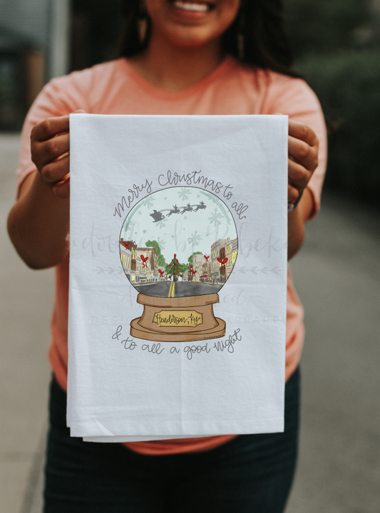 Henderson, KY Snow Globe Tea Towel