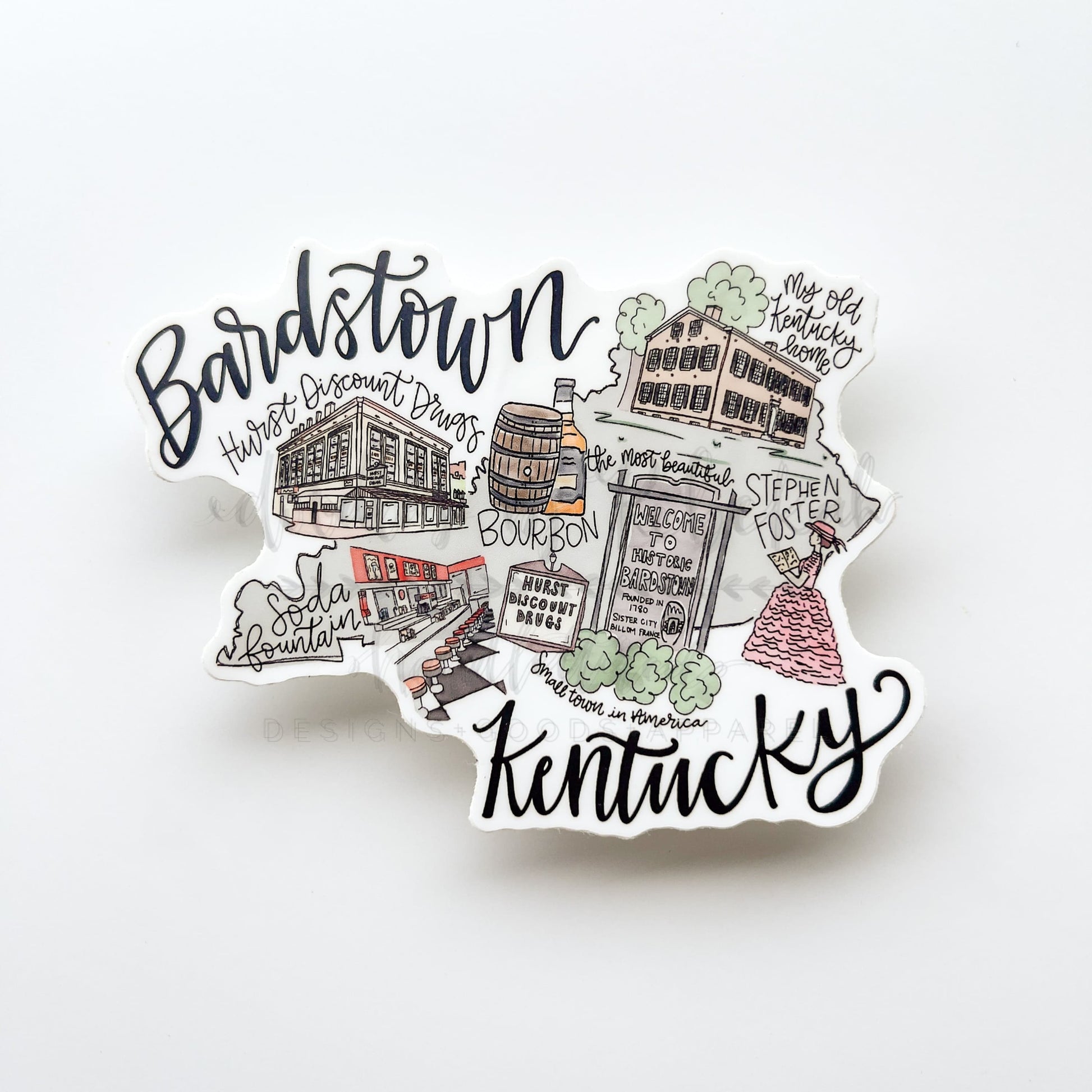 Bardstown Kentucky Collage Sticker - Sticker