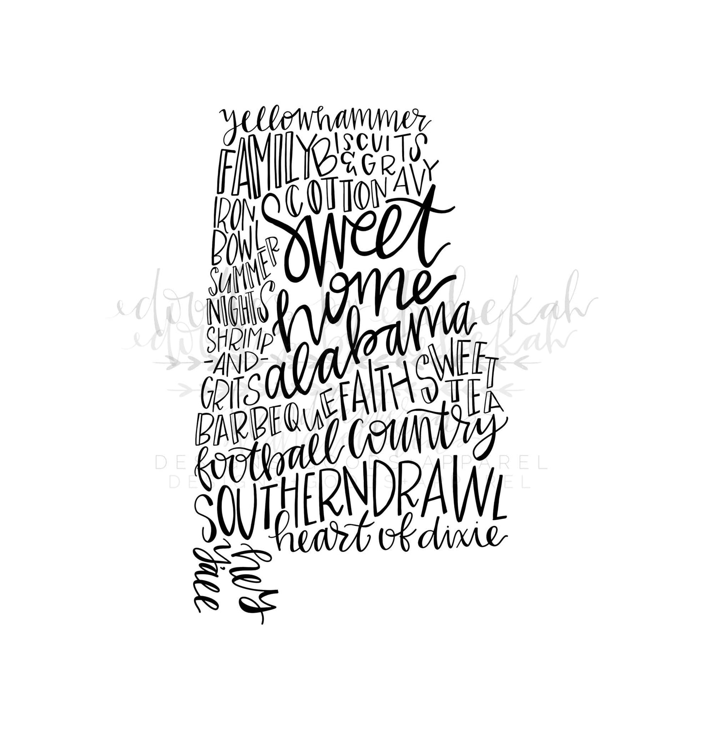 Alabama Word Art Charcoal Tee - Graphic Tee