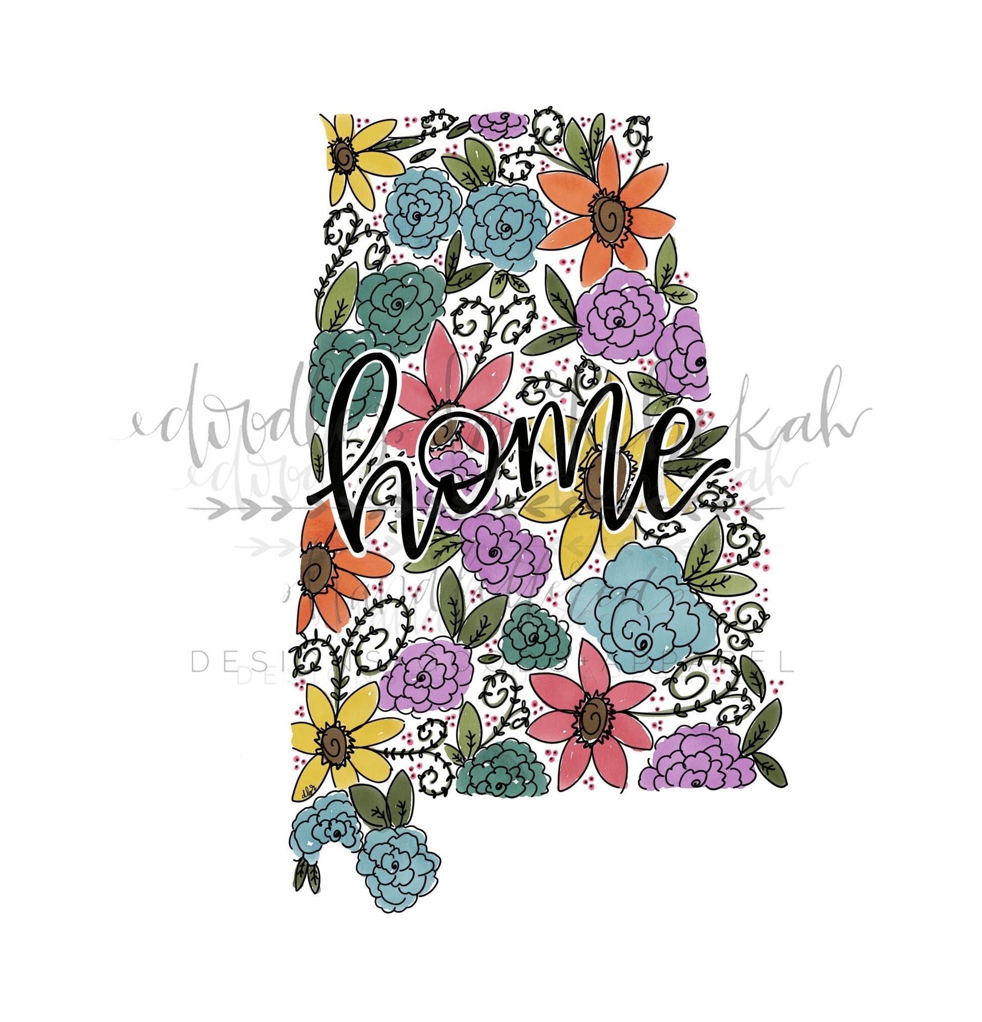 Alabama Floral Pillow - Pillow