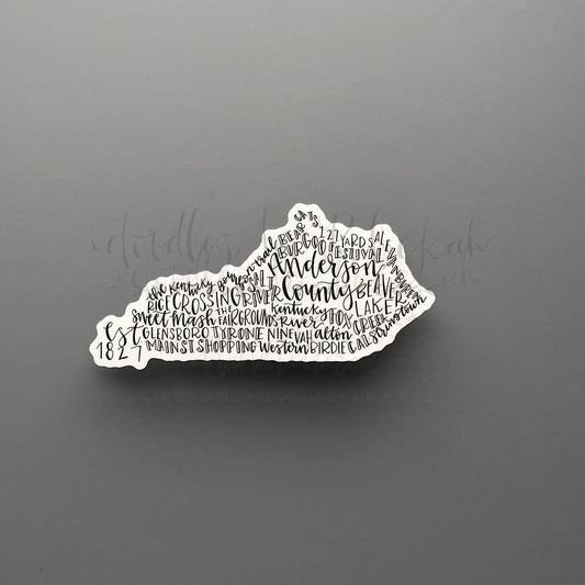 Anderson County, KY Word Art Sticker - Doodles by Rebekah