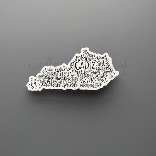 Cadiz, KY Word Art Sticker - Doodles by Rebekah