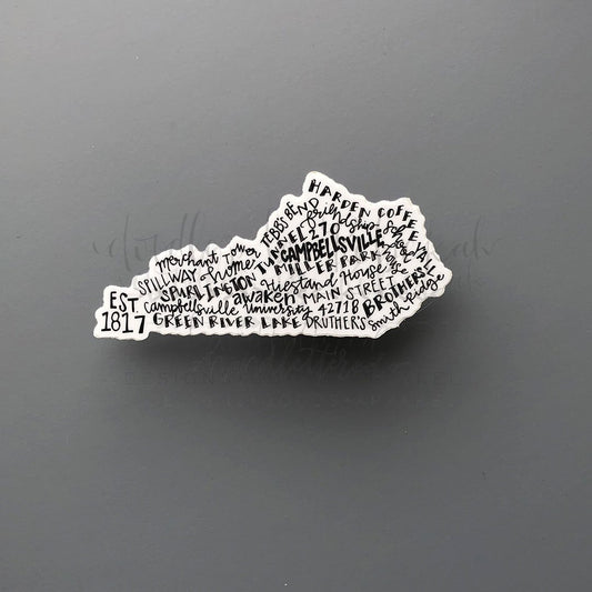 Campbellsville, KY Word Art Sticker - Doodles by Rebekah