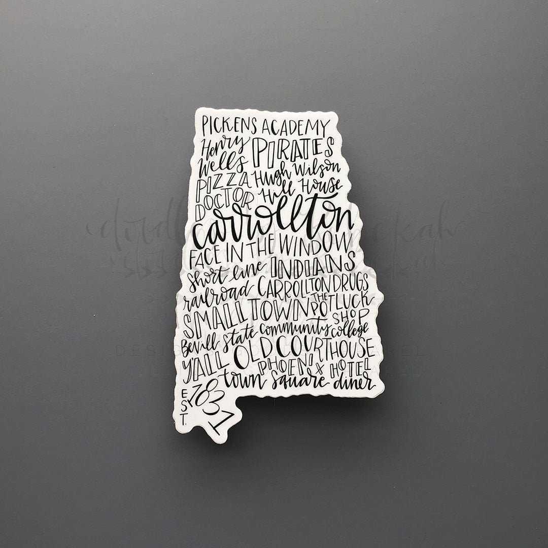 Carrollton, AL Word Art Sticker - Doodles by Rebekah