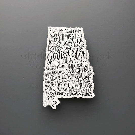 Carrollton, AL Word Art Sticker - Doodles by Rebekah