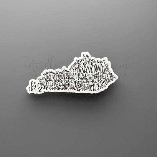 Crittenden County, KY Word Art Sticker - Doodles by Rebekah