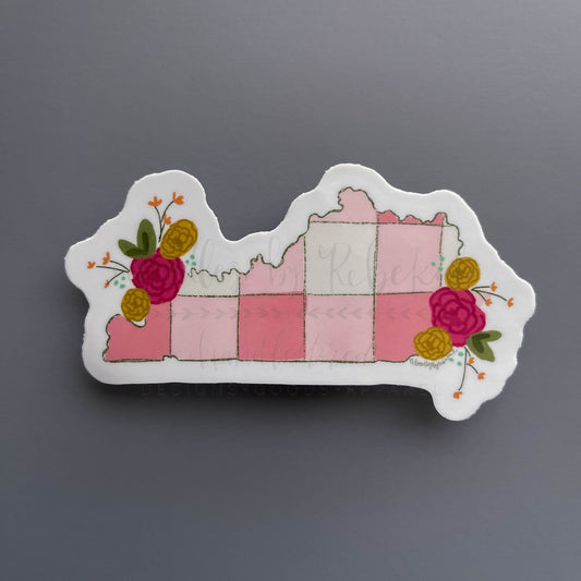 Kentucky Pink Plaid Sticker