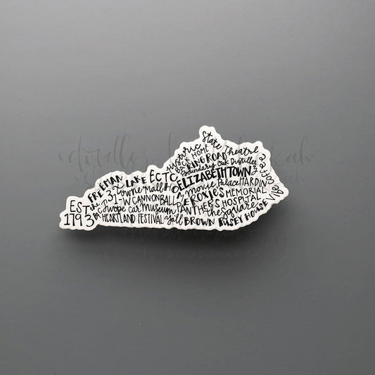 Elizabethtown, KY Word Art Sticker - Doodles by Rebekah