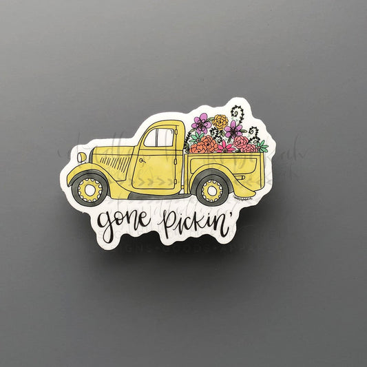 Gone Pickin (Yellow) Sticker - Sticker