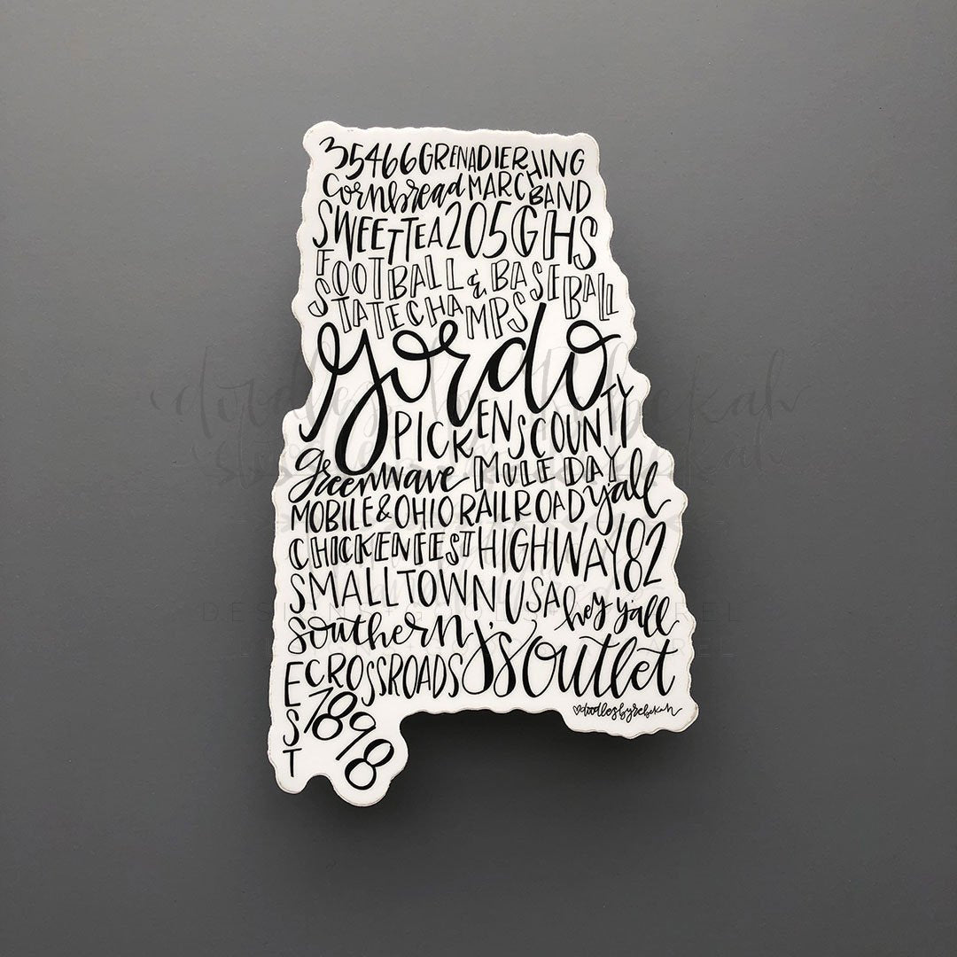Gordo, AL Word Art Sticker - Doodles by Rebekah