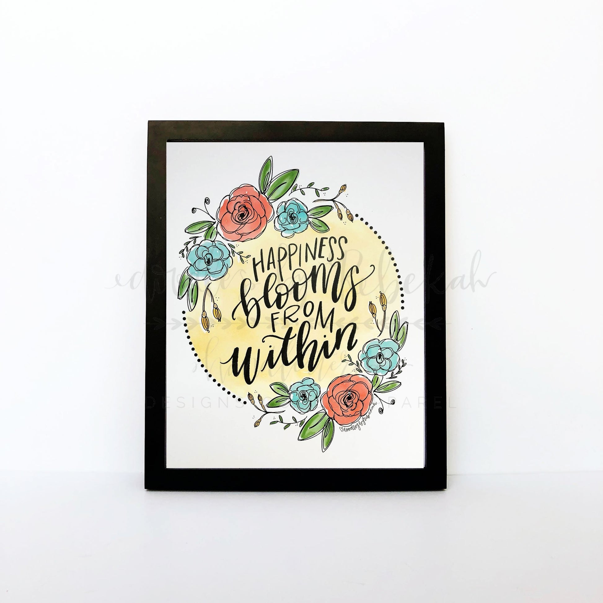 Happiness Blooms From Within 8x10 Print - Doodles by Rebekah