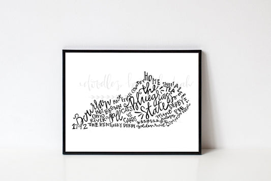 The Bluegrass State 8x10 Print - Doodles by Rebekah