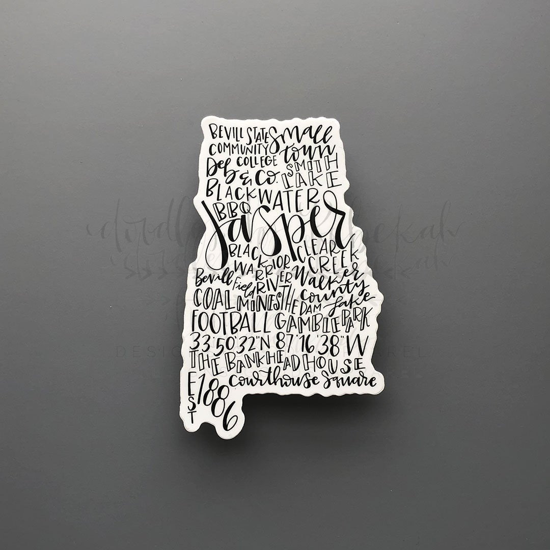 Jasper, AL Word Art Sticker - Doodles by Rebekah