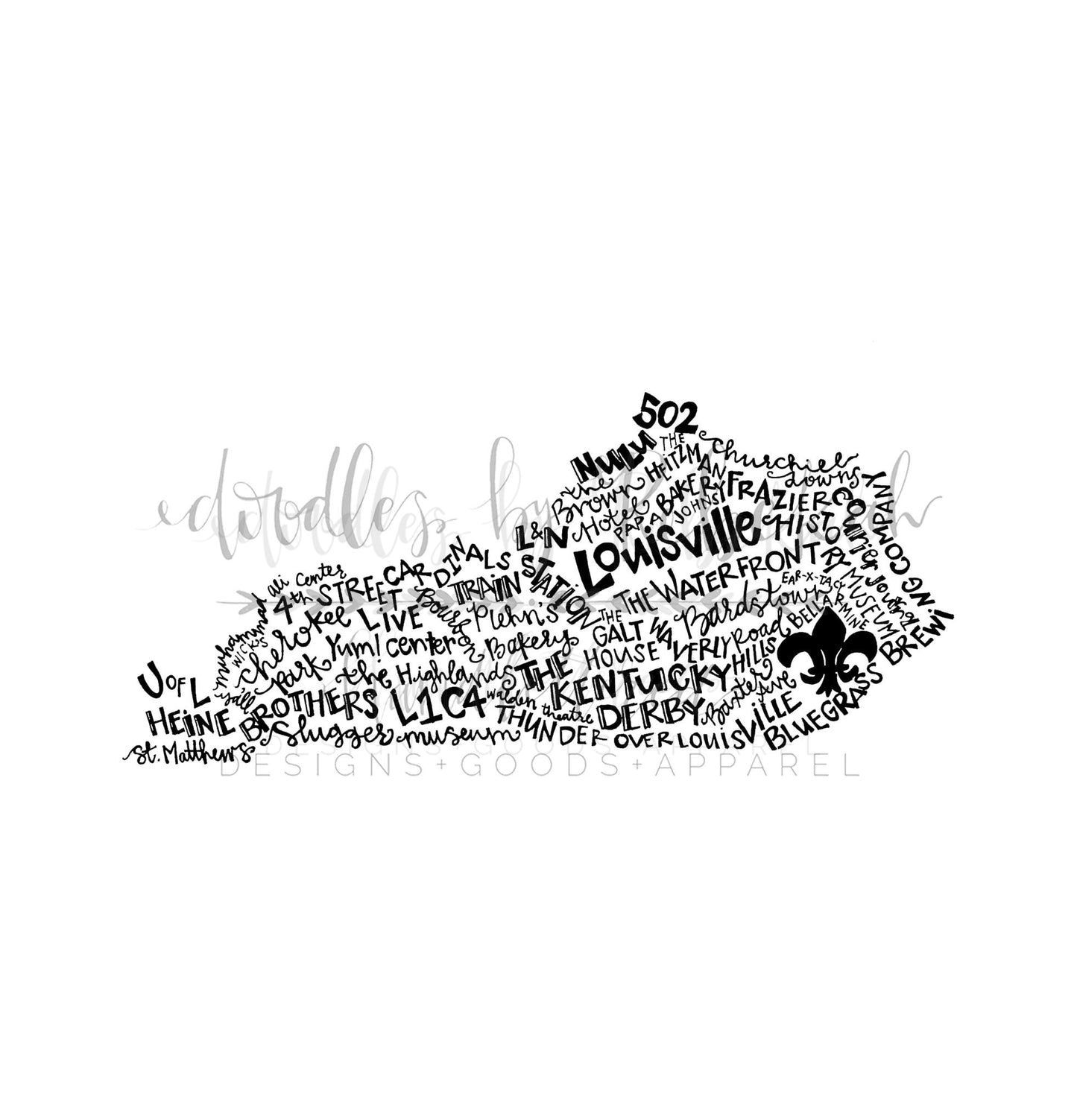 Louisville Kentucky Word Art Tee - Graphic Tee