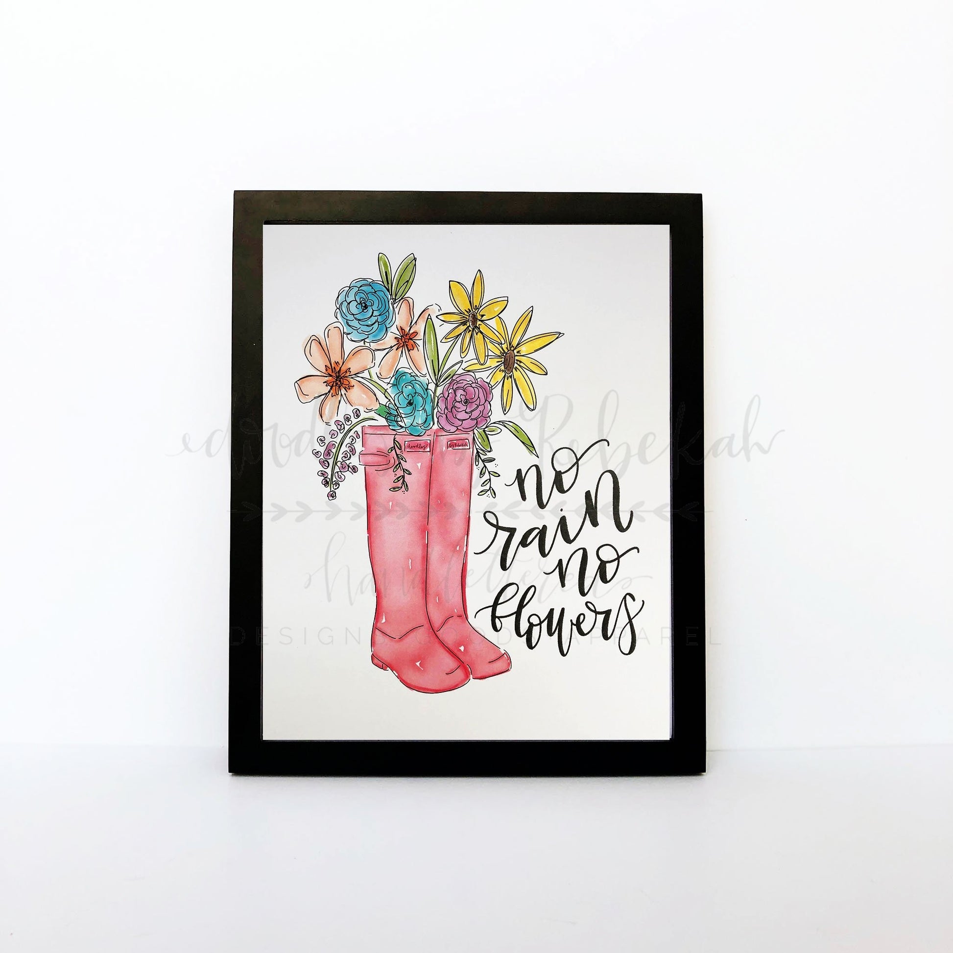 No Rain, No Flowers 8x10 Print - Doodles by Rebekah