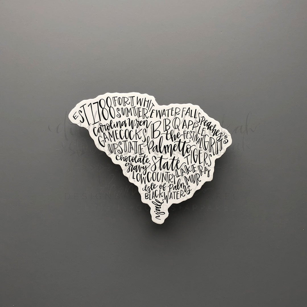 South Carolina Word Art Sticker - Doodles by Rebekah