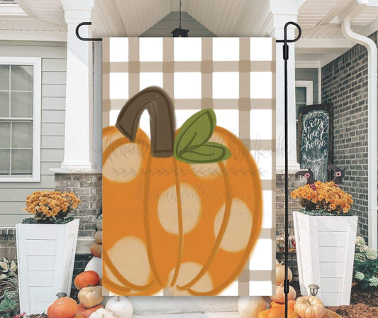 Polka Dot Pumpkin Garden Flag - Garden Flag