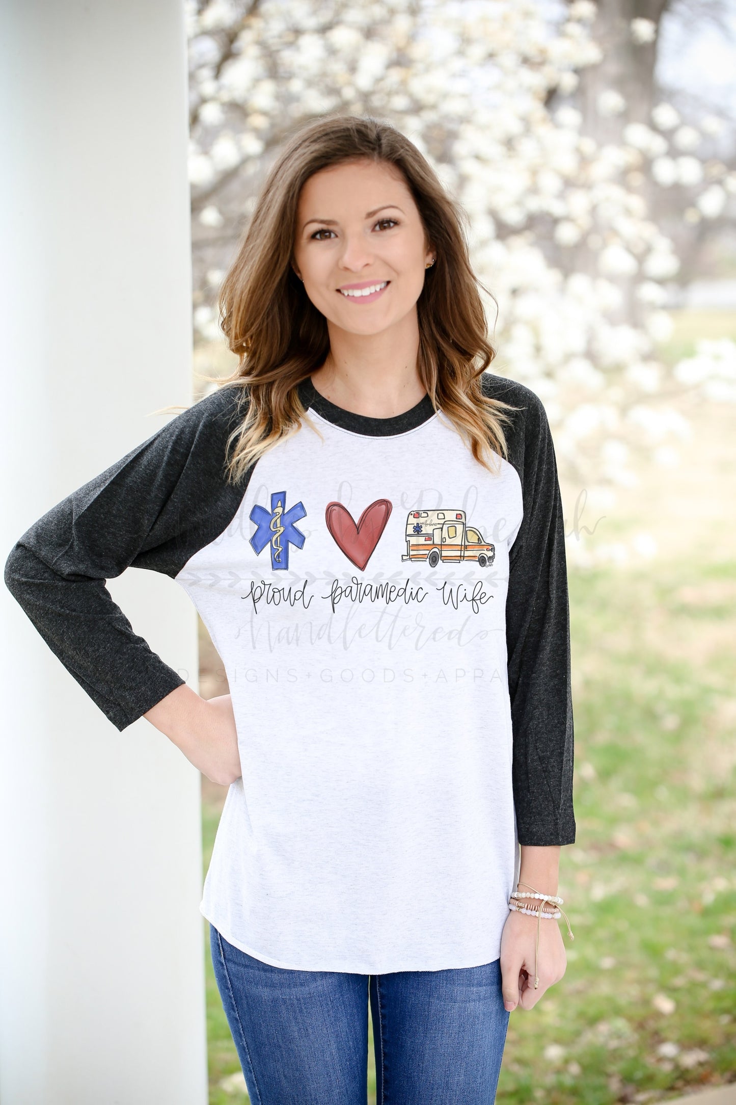Proud Paramedic Wife Raglan or Tee - Doodles by Rebekah